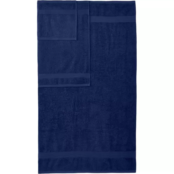 Amazon Basics 6Piece Fade Resistant Bath towel Hand and Washcloth Set  Cotton Gray 1425 L x 1085 WNavy Blue 6Piece Set