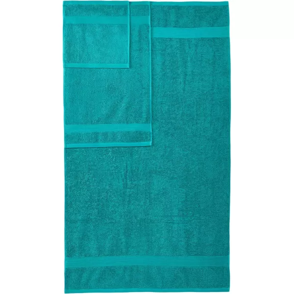 Amazon Basics 6Piece Fade Resistant Bath towel Hand and Washcloth Set  Cotton Gray 1425 L x 1085 WTeal 6Piece Set