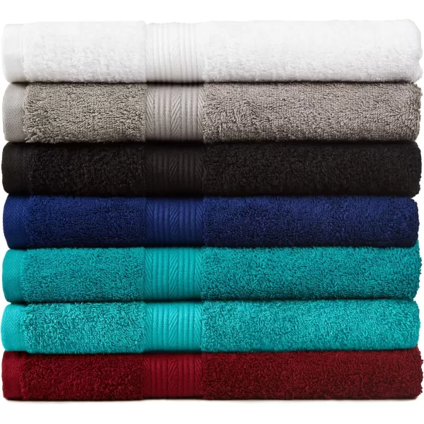 Amazon Basics 6Piece Fade Resistant Bath towel Hand and Washcloth Set  Cotton Gray 1425 L x 1085 WTeal 6Piece Set