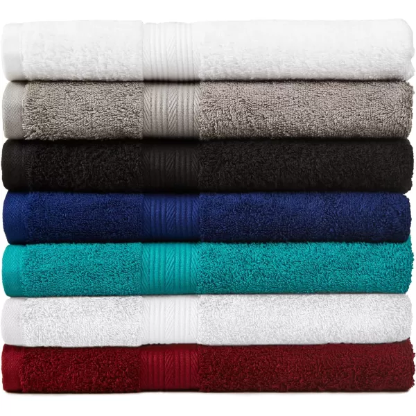 Amazon Basics 6Piece Fade Resistant Bath towel Hand and Washcloth Set  Cotton Gray 1425 L x 1085 WWhite 6Piece Set