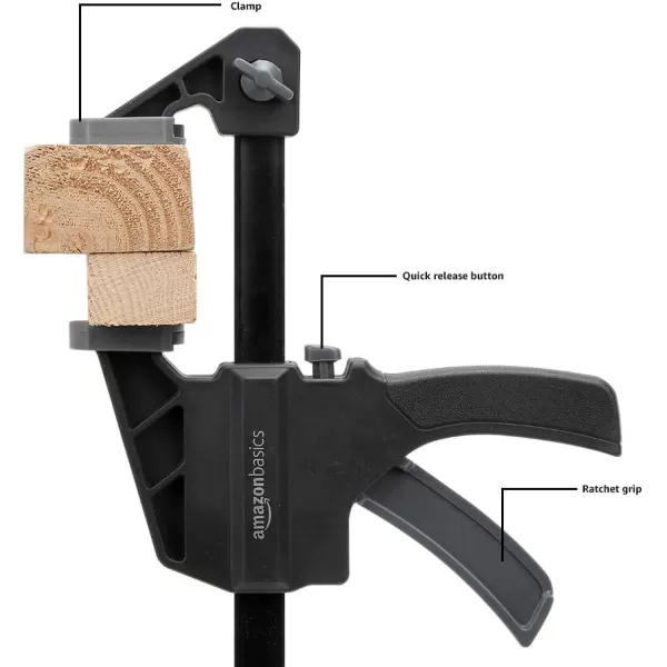 Amazon Basics 6Piece Trigger Clamp Set 2 Pack of 4Inch 4 Pack of 6Inch Black Grey6Piece Clamp Set