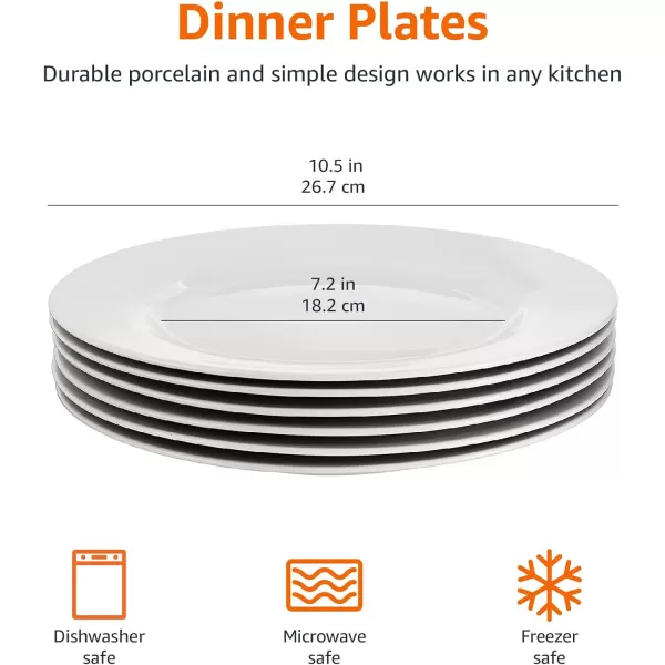 Amazon Basics 6Piece White Dinner Plate Set 105 inchesAmazon Basics 6Piece White Dinner Plate Set 105 inches