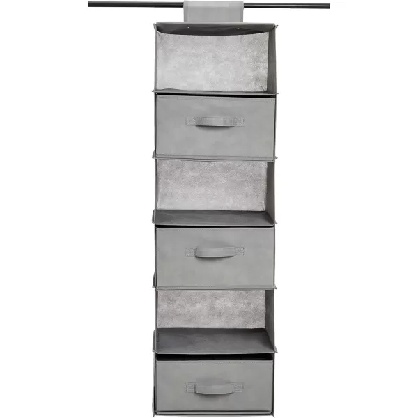 Amazon Basics 6Tier Hanging Shelf Closet Storage Organizer with Removable Drawers Grey 69D x 136W x 122HRemovable Drawers