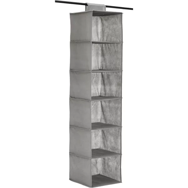 Amazon Basics 6Tier Hanging Shelf Closet Storage Organizer with Removable Drawers Grey 69D x 136W x 122HStandard