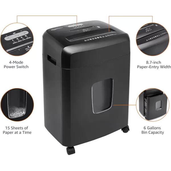 Amazon Basics 8 Sheet Cross Cut Paper and Credit Card Shredder with 41 Gallon Bin Black15 Sheet  new model