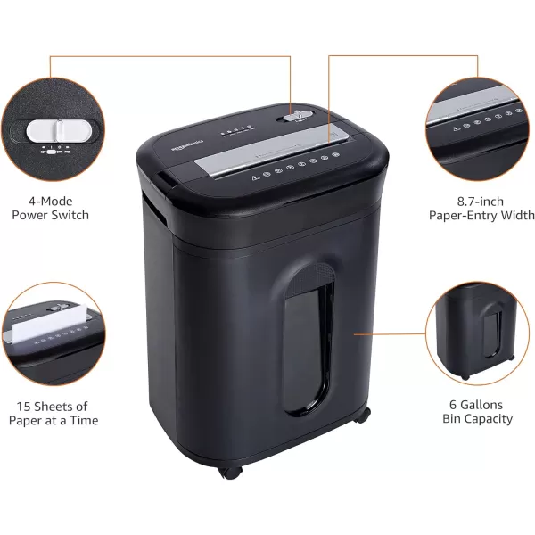 Amazon Basics 8 Sheet Cross Cut Paper and Credit Card Shredder with 41 Gallon Bin Black15 Sheet  original model
