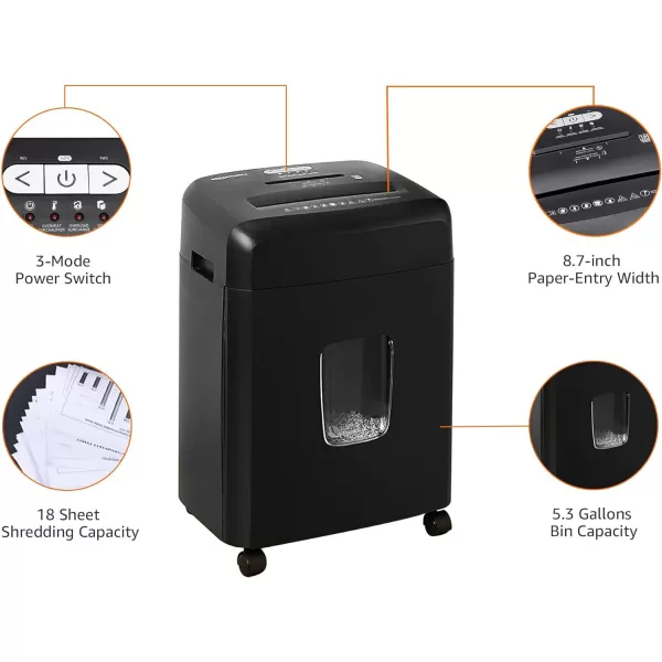 Amazon Basics 8 Sheet Cross Cut Paper and Credit Card Shredder with 41 Gallon Bin Black18 Sheet