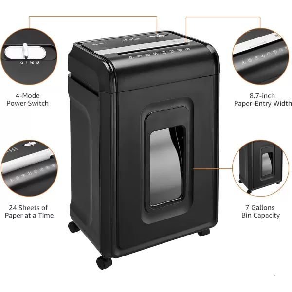 Amazon Basics 8 Sheet Cross Cut Paper and Credit Card Shredder with 41 Gallon Bin Black24 Sheet