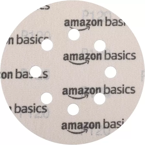 Amazon Basics 8Hole Hook and Loop Sanding Discs  Assorted Grit 5Inch 60Pack120 Grit Yellow