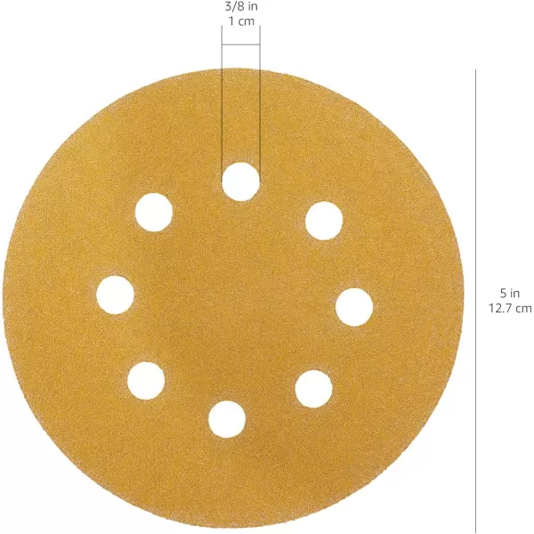Amazon Basics 8Hole Hook and Loop Sanding Discs  Assorted Grit 5Inch 60Pack120 Grit Yellow