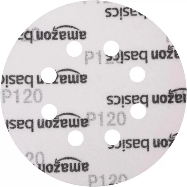 Amazon Basics 8Hole Hook and Loop Sanding Discs  Assorted Grit 5Inch 60Pack150Piece Assorted Red