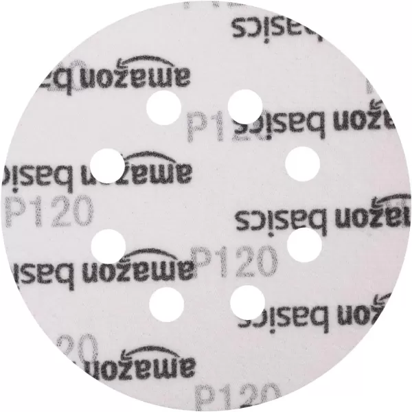Amazon Basics 8Hole Hook and Loop Sanding Discs  Assorted Grit 5Inch 60Pack60Piece Assorted Red