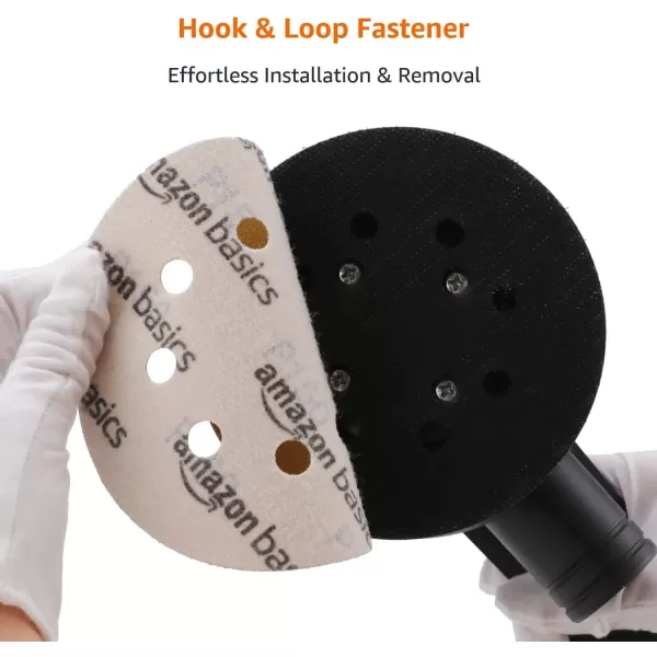 Amazon Basics 8Hole Hook and Loop Sanding Discs  Assorted Grit 5Inch 60Pack80 Grit Yellow