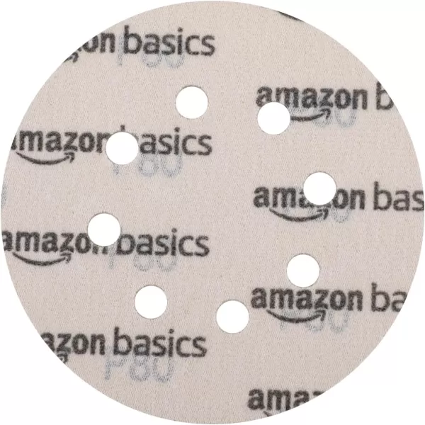 Amazon Basics 8Hole Hook and Loop Sanding Discs  Assorted Grit 5Inch 60Pack80 Grit Yellow