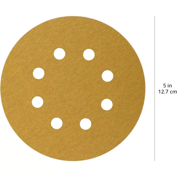Amazon Basics 8Hole Hook and Loop Sanding Discs  Assorted Grit 5Inch 60Pack80 Grit Yellow