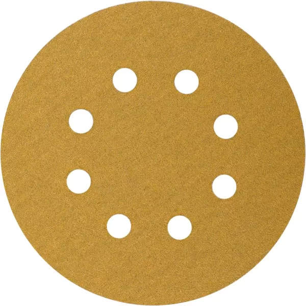 Amazon Basics 8Hole Hook and Loop Sanding Discs  Assorted Grit 5Inch 60Pack80 Grit Yellow