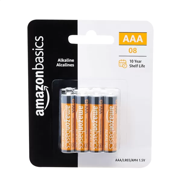 Amazon Basics 8Pack AAA Alkaline Batteries 15 Volt LongLasting Power8 Count Pack of 1
