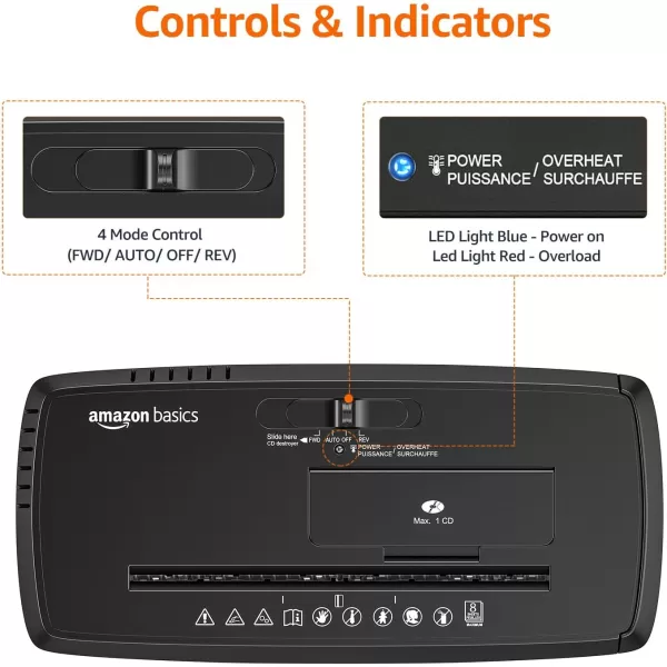 Amazon Basics 8Sheet Strip Cut Paper CD and Credit Card Shredder BlackShredder New Model
