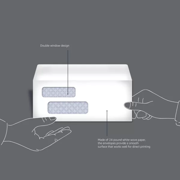 Amazon Basics 9 Envelopes with Peel amp Seal Double Window Security Tinted 500Pack WhiteAmazon Basics 9 Envelopes with Peel amp Seal Double Window Security Tinted 500Pack White