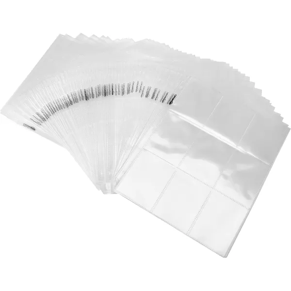 Amazon Basics 9 Sleeve Card Protectors Binder Sheet 100 Pack Clear100  Pack
