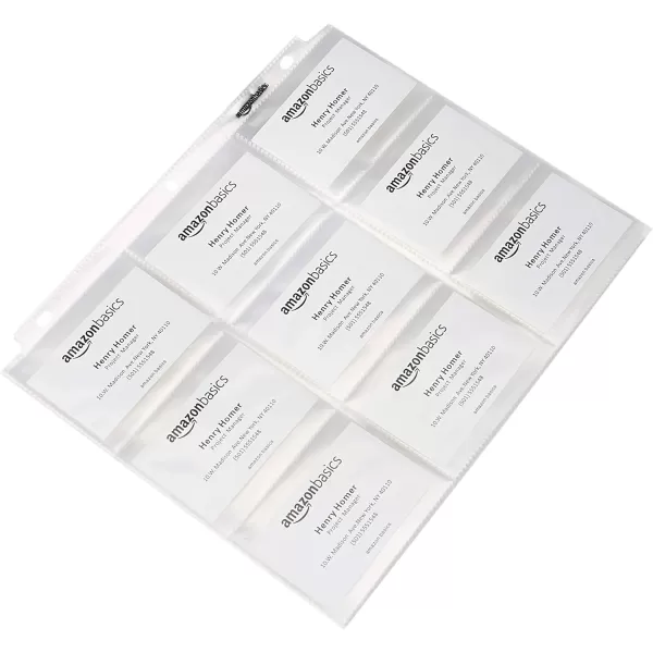 Amazon Basics 9 Sleeve Card Protectors Binder Sheet 100 Pack Clear100  Pack