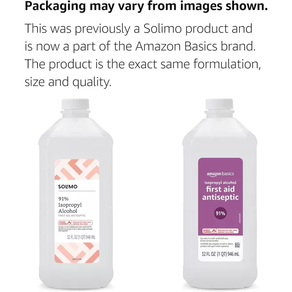 Amazon Basics 91 Isopropyl Alcohol First Aid Antiseptic Liquid Unflavored 32 Fl Oz Pack of 6 Previously Solimo32 Fl Oz Pack of 1