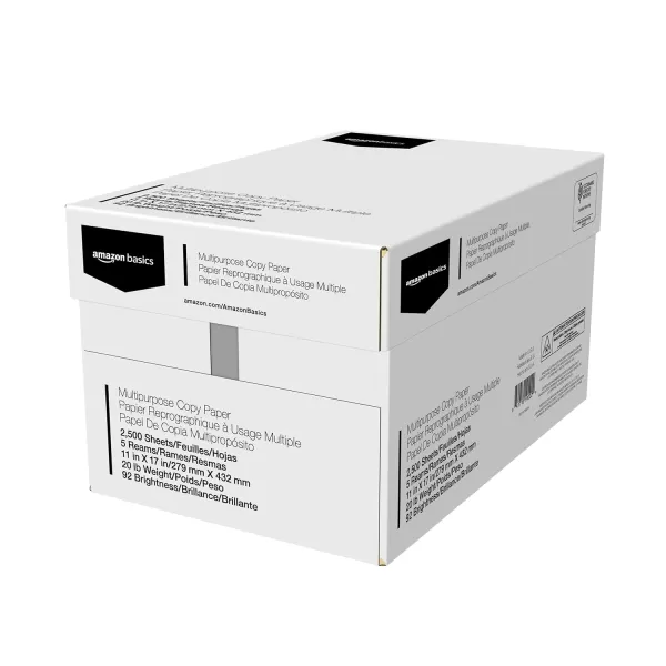 Amazon Basics 92 Bright Multipurpose Copy Paper 11 x 17 Inches Pack of 5 2500 Count WhiteAmazon Basics 92 Bright Multipurpose Copy Paper 11 x 17 Inches Pack of 5 2500 Count White