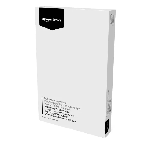 Amazon Basics 92 Bright Multipurpose Copy Paper 11 x 17 Inches Pack of 5 2500 Count WhiteAmazon Basics 92 Bright Multipurpose Copy Paper 11 x 17 Inches Pack of 5 2500 Count White
