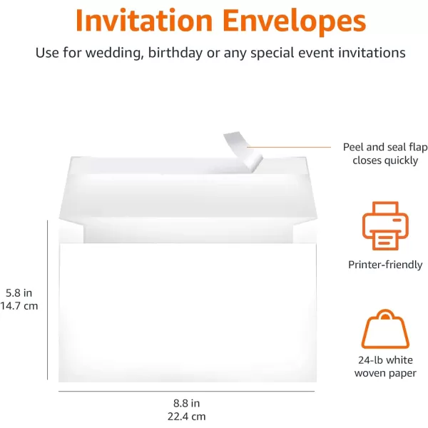 Amazon Basics A9 Blank Invitation Envelopes with Peel amp Seal Closure 534 x 834 Inches White  Pack of 100Amazon Basics A9 Blank Invitation Envelopes with Peel amp Seal Closure 534 x 834 Inches White  Pack of 100