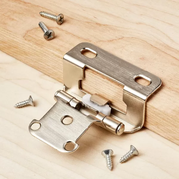 Amazon Basics AB4015 Satin Nickel 12Inch Overlay Wrap Cabinet Hinge 34Inch 50 Pieces 12Amazon Basics AB4015 Satin Nickel 12Inch Overlay Wrap Cabinet Hinge 34Inch 50 Pieces 12
