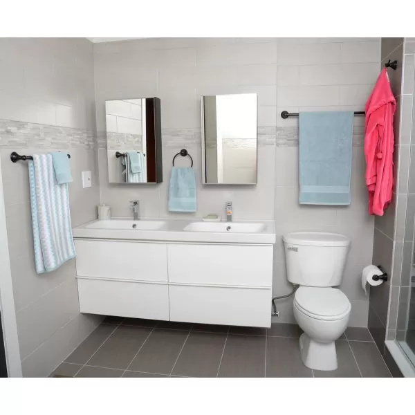 Amazon Basics ABBR817SN Bathroom Hardware Set Variety Pack 5 Piece Satin NickelOil Rubbed Bronze 5 Piece Modern