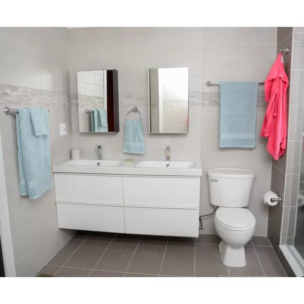 Amazon Basics ABBR817SN Bathroom Hardware Set Variety Pack 5 Piece Satin NickelPolished Chrome 5 Piece Modern