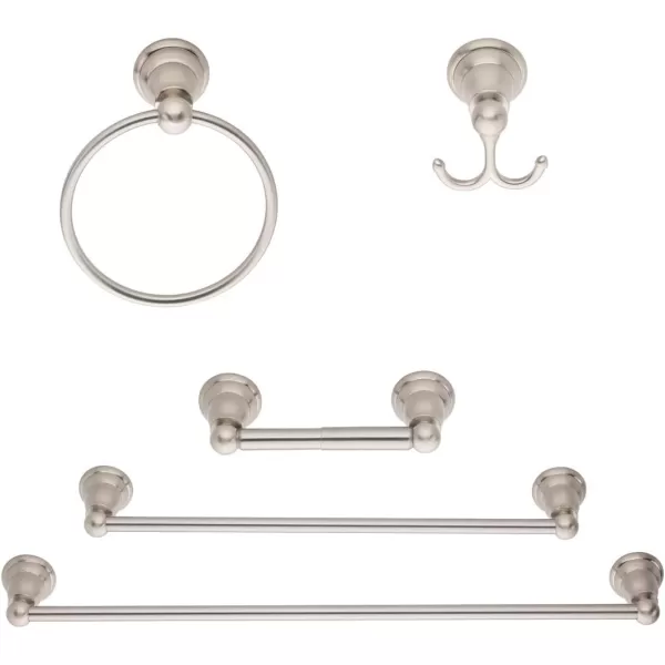 Amazon Basics ABBR817SN Bathroom Hardware Set Variety Pack 5 Piece Satin NickelSatin Nickel 5 Piece Classic