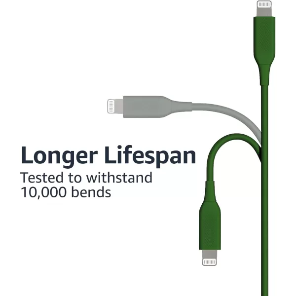 Amazon Basics ABS USBA to Lightning Cable Cord MFi Certified Charger for Apple iPhone iPad Midnight Green 3Ft6 Feet 1Pack Midnight Green