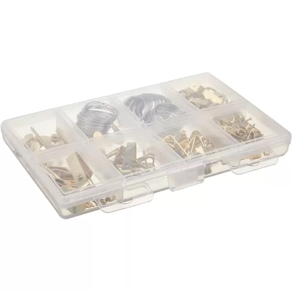 Amazon Basics ABSK101 Picture Hanging Assortment Kit Brass 220Piece Set Selling Unit Dimension Gold PlatedPicture Hanging