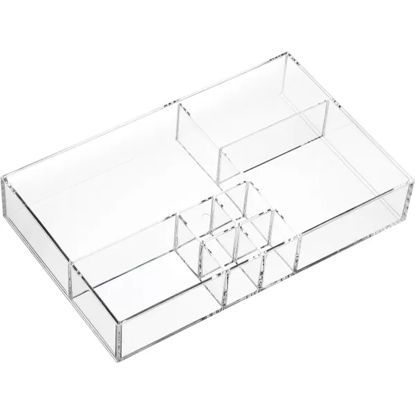 Amazon Basics Acrylic 6Compartment Tall Durable Makeup Jewelry Accessories Storage Organizer Tray8Compartment