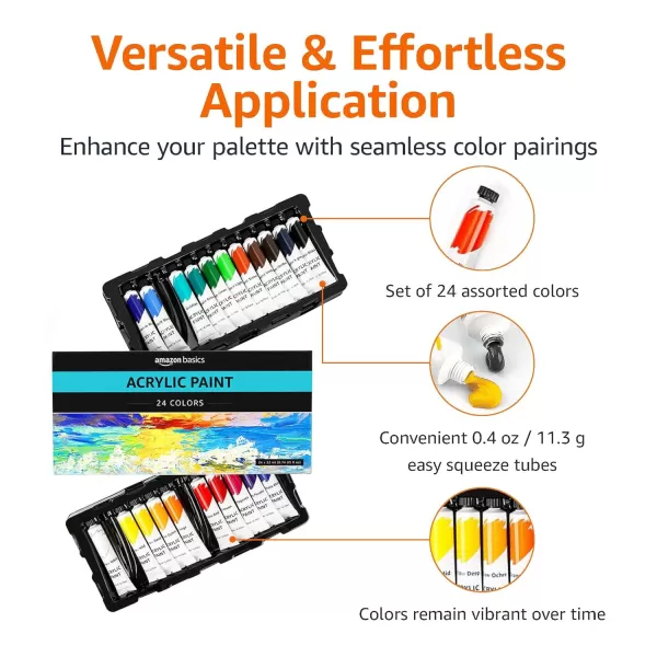 Amazon Basics Acrylic Paint Tubes 24 ColorsAmazon Basics Acrylic Paint Tubes 24 Colors