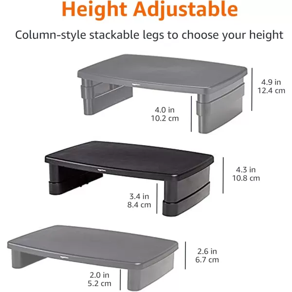 Amazon Basics Adjustable Computer Monitor Riser Desk Stand Black1Pack