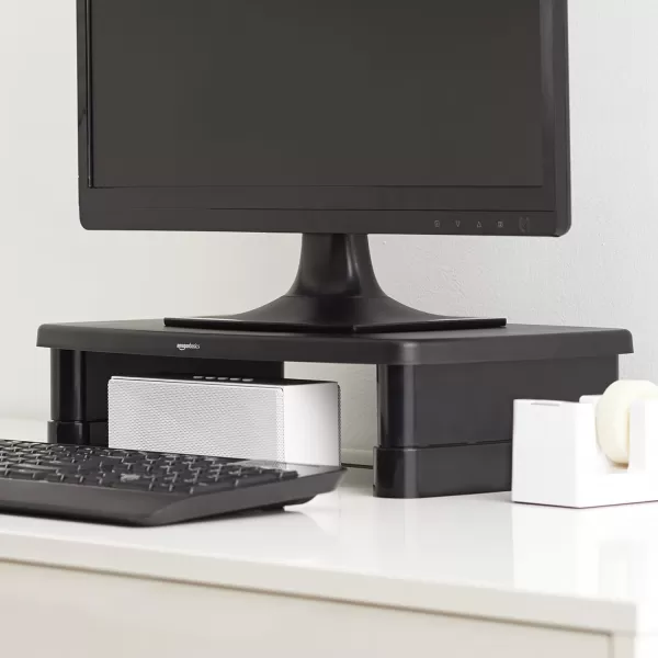 Amazon Basics Adjustable Computer Monitor Riser Desk Stand Black5Pack