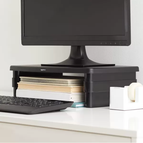 Amazon Basics Adjustable Computer Monitor Riser Desk Stand Black5Pack