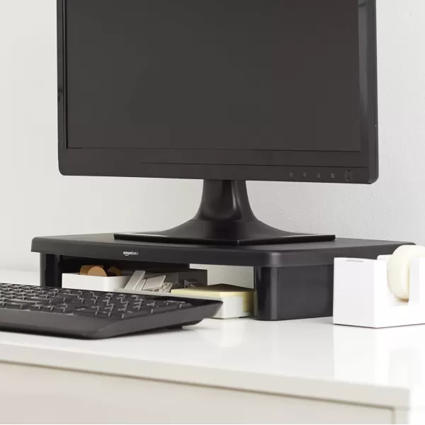 Amazon Basics Adjustable Computer Monitor Riser Desk Stand Black5Pack