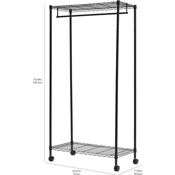 Amazon Basics Adjustable Double Hanging Rod Garment Rolling Closet Organizer Rack Black 36 x 14 x 72Black Single Rod