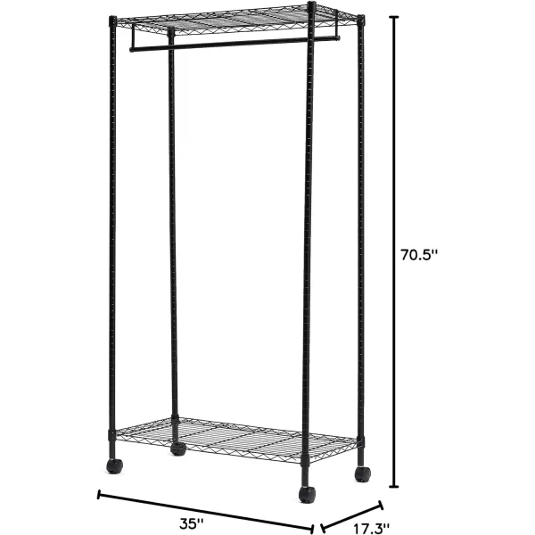 Amazon Basics Adjustable Double Hanging Rod Garment Rolling Closet Organizer Rack Black 36 x 14 x 72Black Single Rod