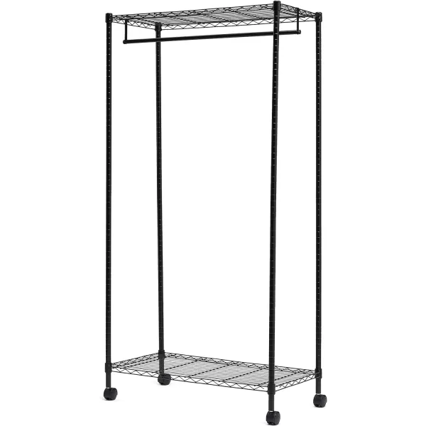 Amazon Basics Adjustable Double Hanging Rod Garment Rolling Closet Organizer Rack Black 36 x 14 x 72Black Single Rod