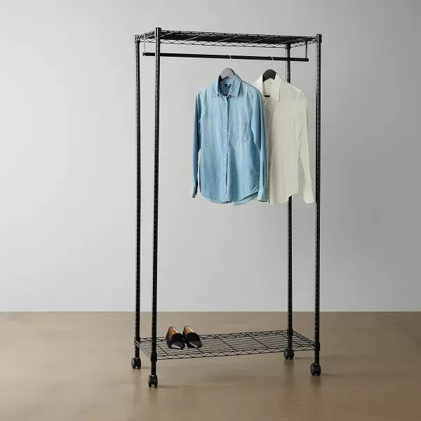 Amazon Basics Adjustable Double Hanging Rod Garment Rolling Closet Organizer Rack Black 36 x 14 x 72Black Single Rod
