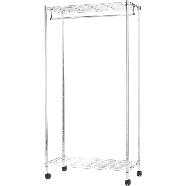 Amazon Basics Adjustable Double Hanging Rod Garment Rolling Closet Organizer Rack Black 36 x 14 x 72Chrome Single Rod