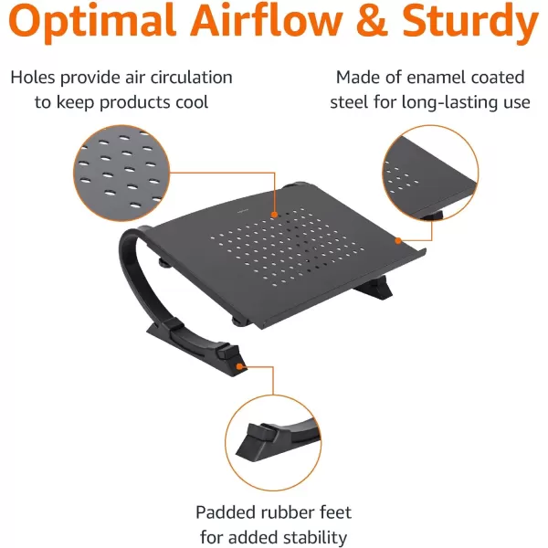 Amazon Basics Adjustable Laptop Stand Riser for Monitors and Laptops up to 22 Pounds BlackAmazon Basics Adjustable Laptop Stand Riser for Monitors and Laptops up to 22 Pounds Black