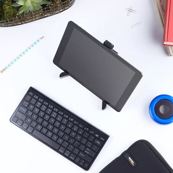 Amazon Basics Adjustable Tablet Holder Portable Stand  BlackAmazon Basics Adjustable Tablet Holder Portable Stand  Black