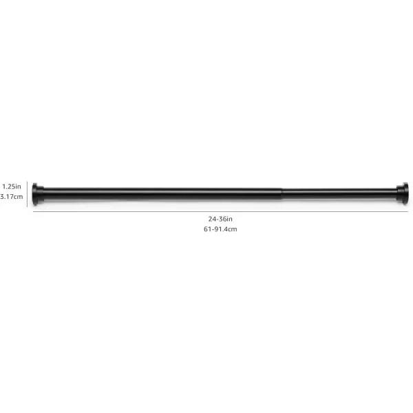Amazon Basics Adjustable Tension Curtain Rod 3654 Width  Black Classic FinialBlack 2436 IndoorOutdoor