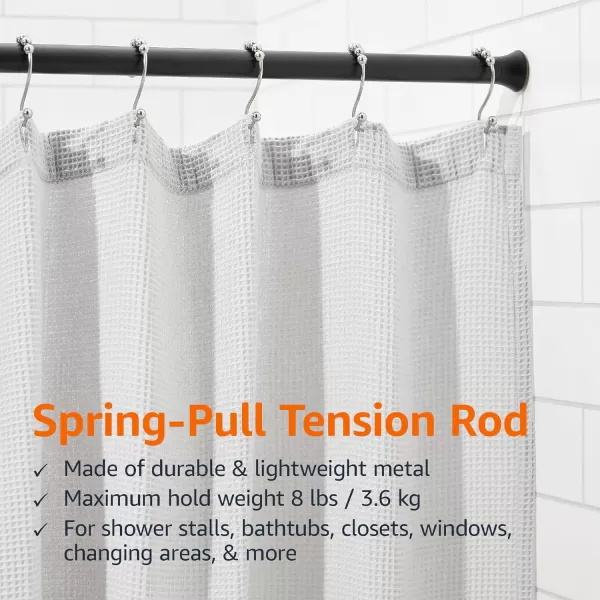 Amazon Basics Adjustable Tension Curtain Rod 3654 Width  Black Classic FinialBlack 4273 Indoor